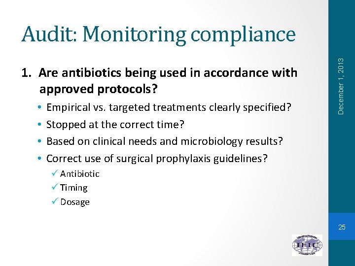 1. Are antibiotics being used in accordance with approved protocols? • • Empirical vs.