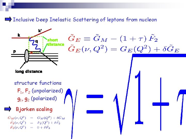 Inclusive Deep Inelastic Scattering of leptons from nucleon x structure functions F 1, F