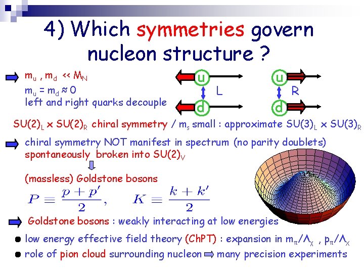 4) Which symmetries govern nucleon structure ? mu , md << MN mu =