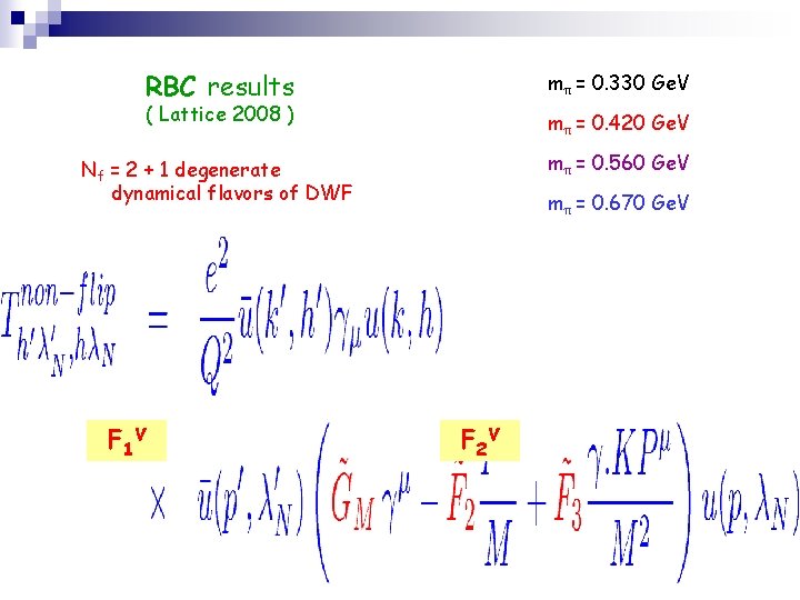 RBC results mπ = 0. 330 Ge. V ( Lattice 2008 ) mπ =