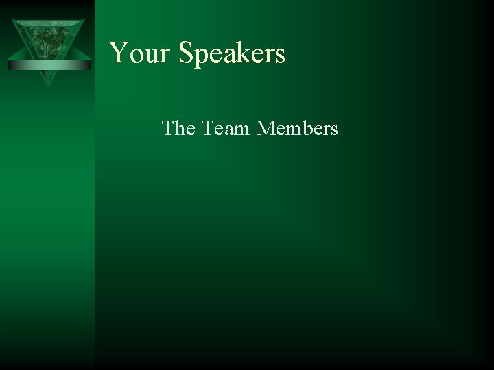 Your Speakers The Team Members 