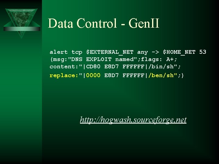 Data Control - Gen. II alert tcp $EXTERNAL_NET any -> $HOME_NET 53 (msg: "DNS