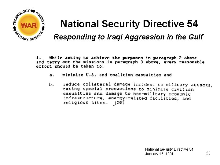 National Security Directive 54 Responding to Iraqi Aggression in the Gulf National Security Directive