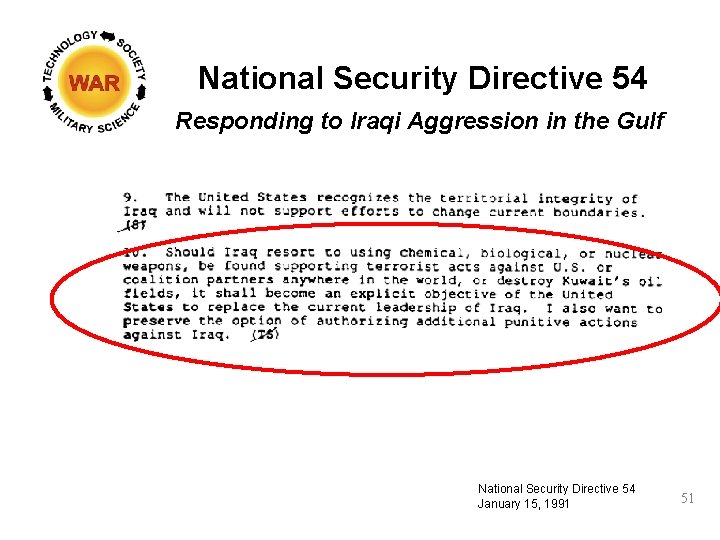 National Security Directive 54 Responding to Iraqi Aggression in the Gulf National Security Directive