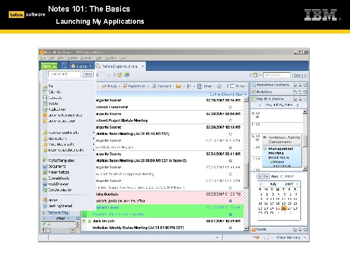 Notes 101: The Basics Launching My Applications 