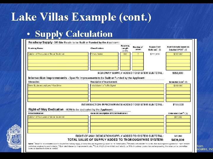 Lake Villas Example (cont. ) • Supply Calculation Kimley-Horn and Associates, Inc 