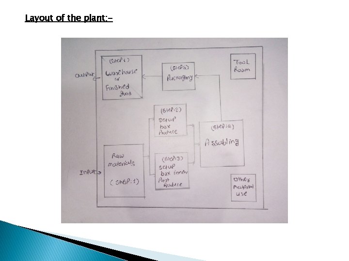 Layout of the plant: - 