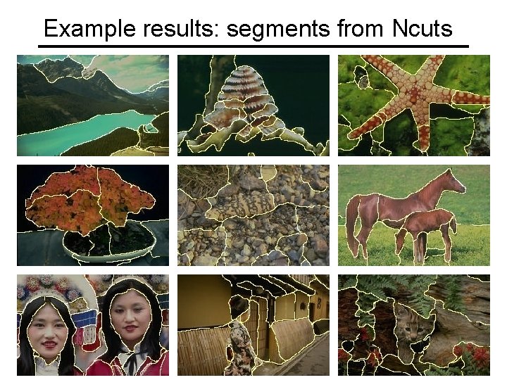 Example results: segments from Ncuts 