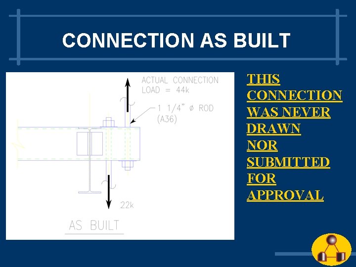 CONNECTION AS BUILT THIS CONNECTION WAS NEVER DRAWN NOR SUBMITTED FOR APPROVAL 