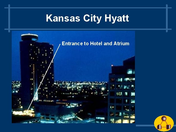 Kansas City Hyatt Entrance to Hotel and Atrium 