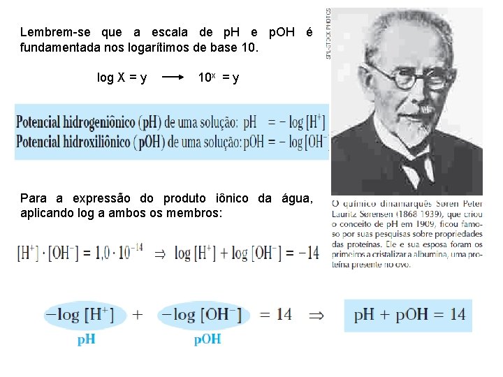 Lembrem-se que a escala de p. H e p. OH é fundamentada nos logarítimos