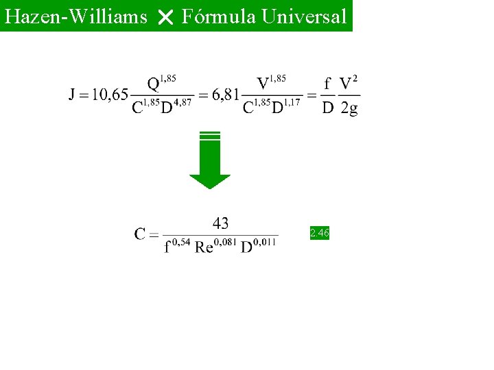 Hazen-Williams Fórmula Universal 2. 46 