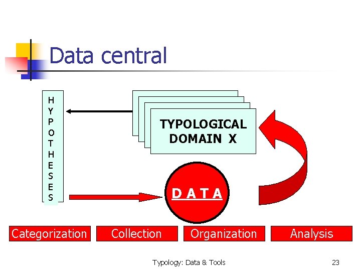 Data central H Y P O T H E S Categorization TYPOLOGICAL DOMAIN X