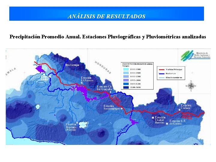 ANÁLISIS DE RESULTADOS Precipitación Promedio Anual. Estaciones Pluviográficas y Pluviométricas analizadas 