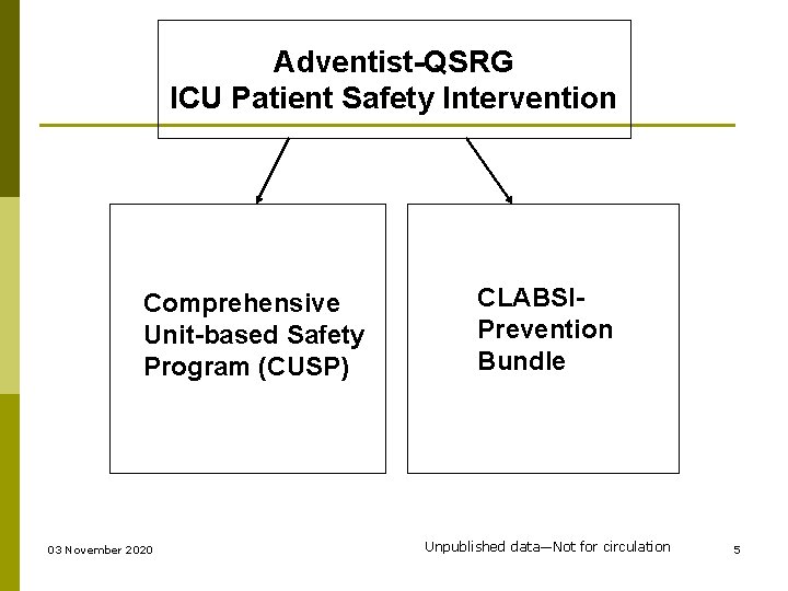 Adventist-QSRG ICU Patient Safety Intervention Comprehensive Unit-based Safety Program (CUSP) 03 November 2020 CLABSIPrevention