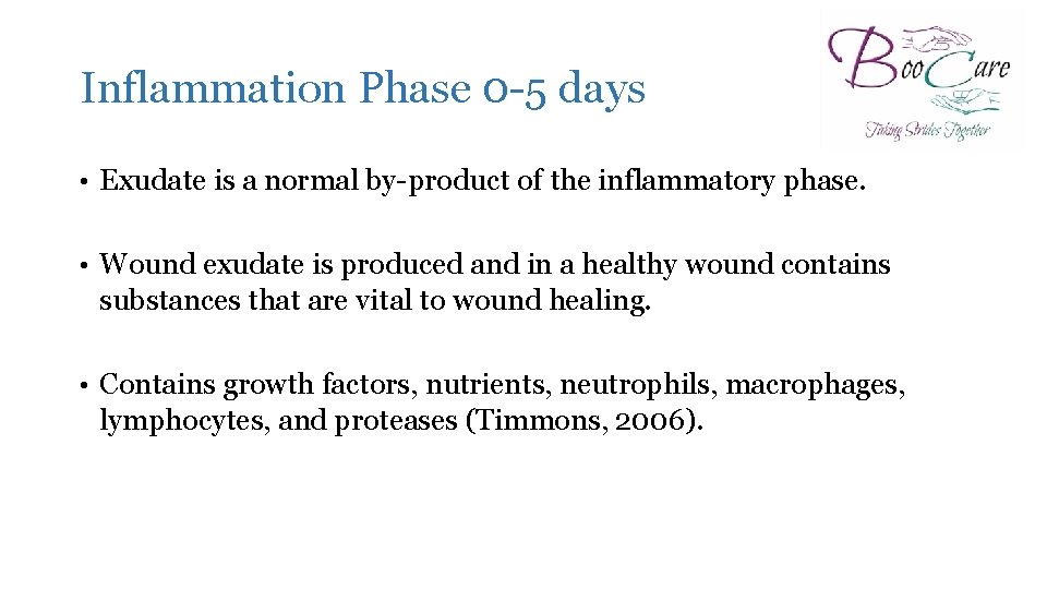 Inflammation Phase 0 -5 days • Exudate is a normal by-product of the inflammatory