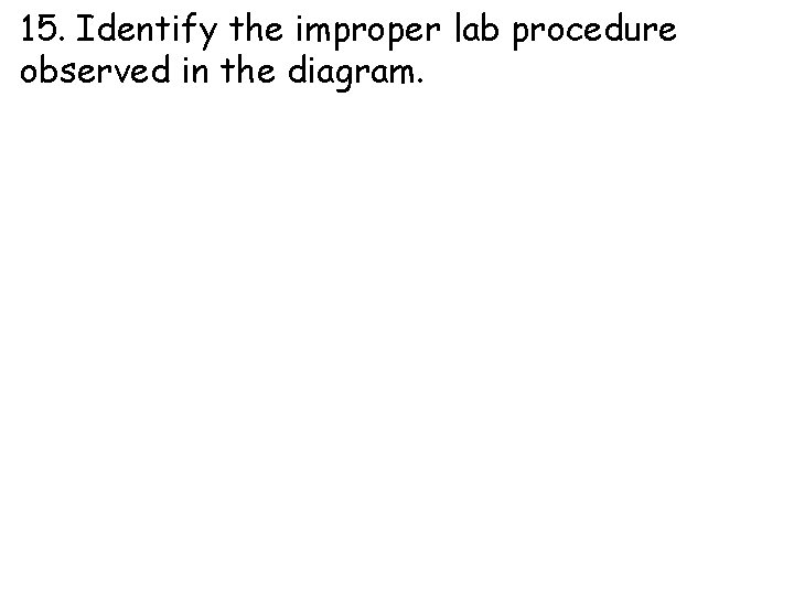 15. Identify the improper lab procedure observed in the diagram. 