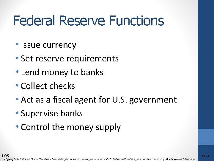 Federal Reserve Functions • Issue currency • Set reserve requirements • Lend money to