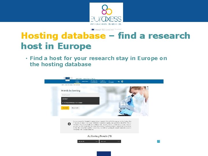 Hosting database – find a research host in Europe • Find a host for