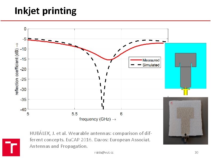 Inkjet printing HUBÁLEK, J. et al. Wearable antennas: comparison of different concepts. Eu. CAP