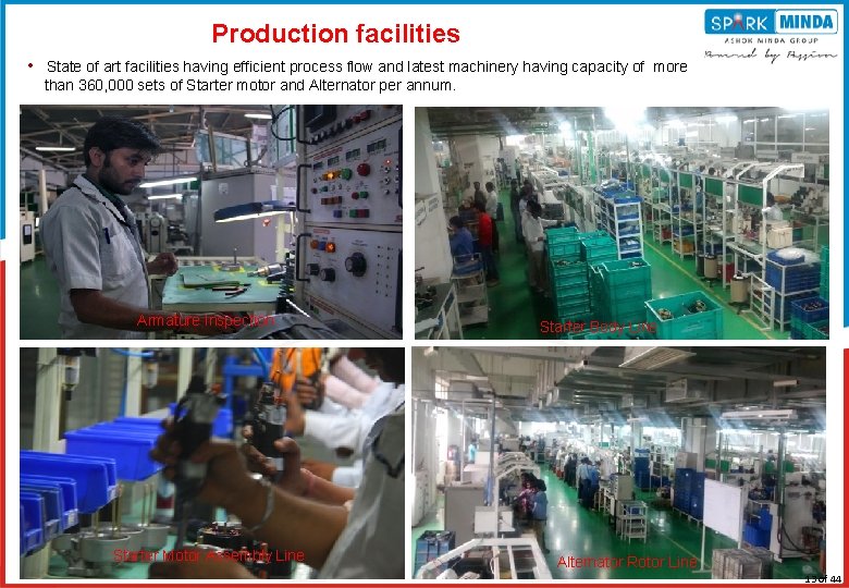 Production facilities • State of art facilities having efficient process flow and latest machinery