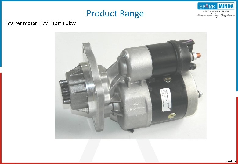 Product Range Starter motor 12 V 1. 8~3. 0 k. W 11/3/2020 23 of