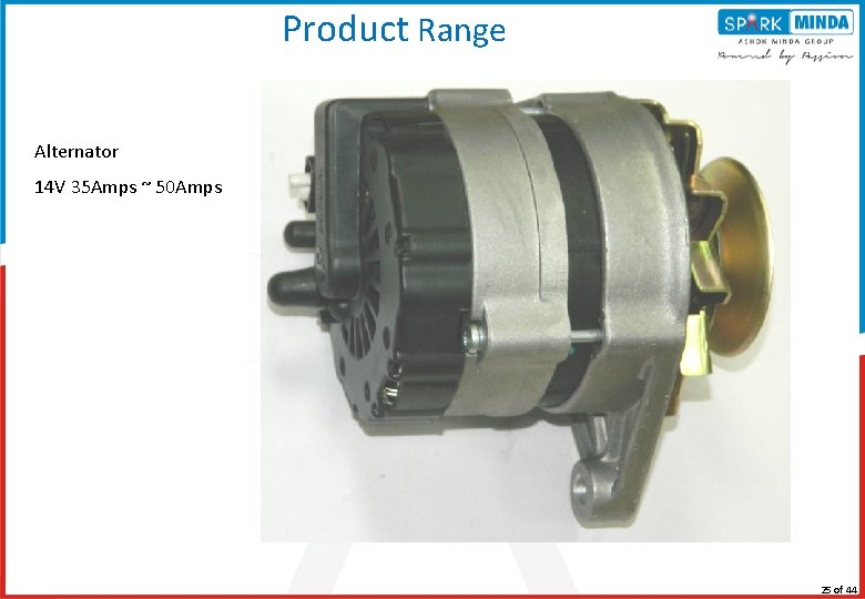 Product Range Alternator 14 V 35 Amps ~ 50 Amps 11/3/2020 25 of 44