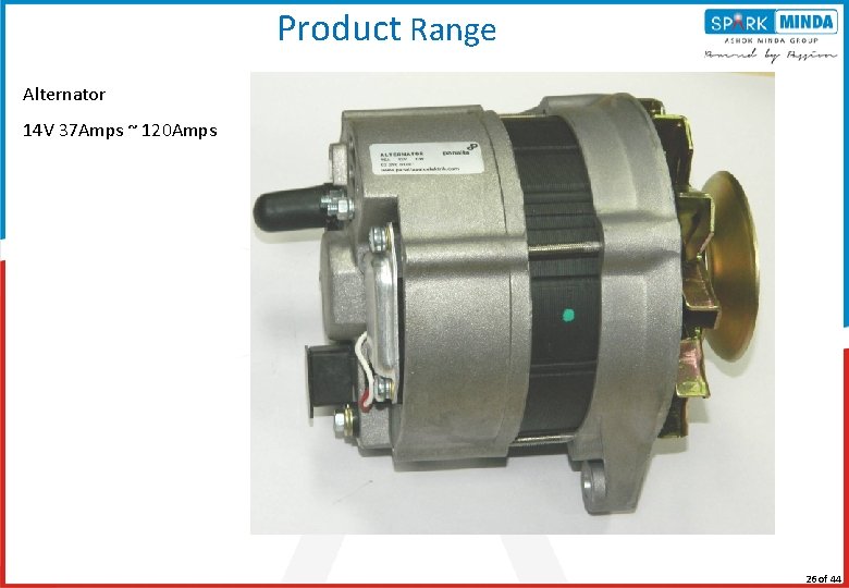 Product Range Alternator 14 V 37 Amps ~ 120 Amps 11/3/2020 26 of 44