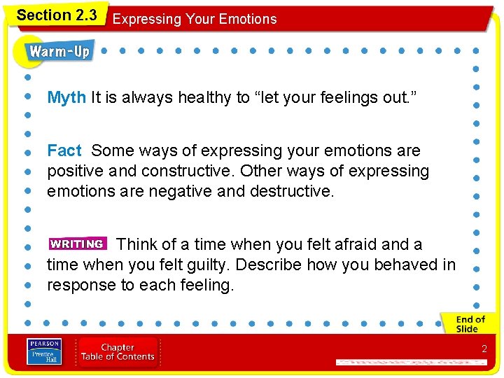 Section 2. 3 Expressing Your Emotions Myth It is always healthy to “let your