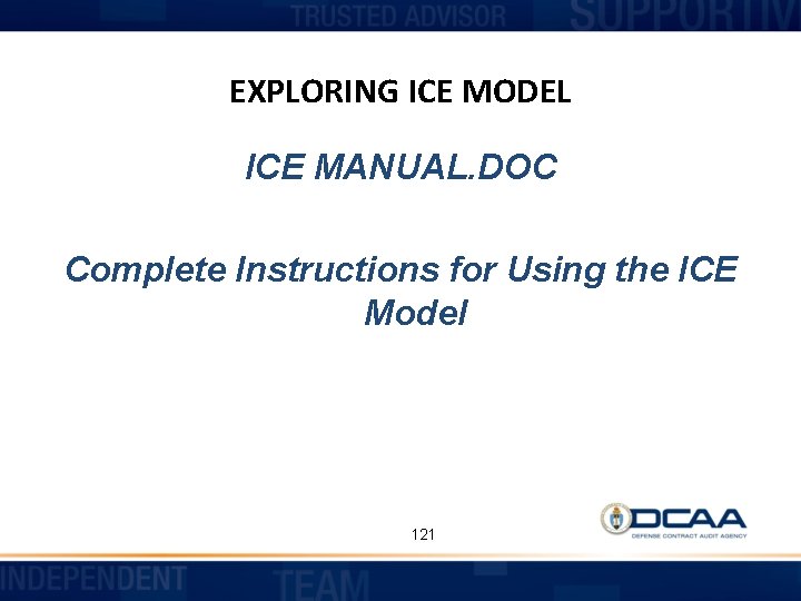 EXPLORING ICE MODEL ICE MANUAL. DOC Complete Instructions for Using the ICE Model 121