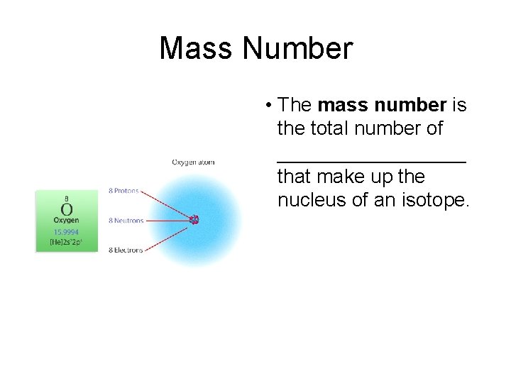 Mass Number • The mass number is the total number of _________ that make