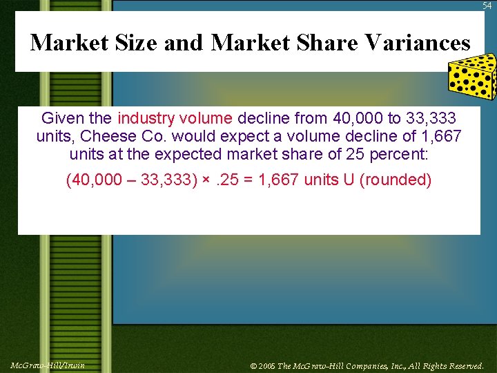 54 Market Size and Market Share Variances Given the industry volume decline from 40,