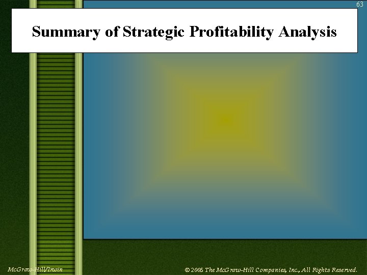 63 Summary of Strategic Profitability Analysis Mc. Graw-Hill/Irwin © 2005 The Mc. Graw-Hill Companies,