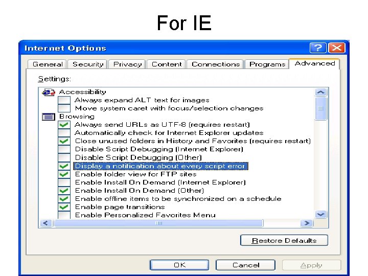 For IE 