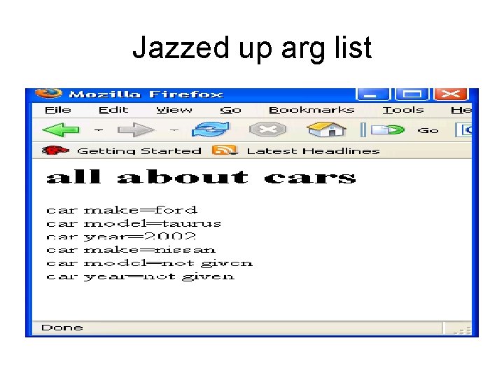 Jazzed up arg list 