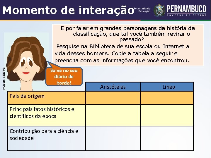 Momento de interação Imagem: SEE-PE E por falar em grandes personagens da história da