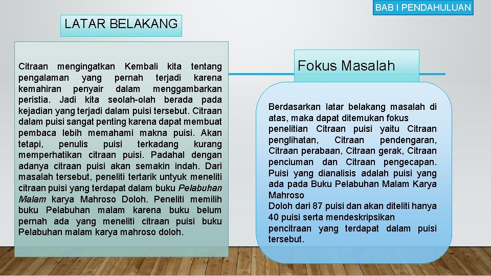 BAB I PENDAHULUAN LATAR BELAKANG Citraan mengingatkan Kembali kita tentang pengalaman yang pernah terjadi