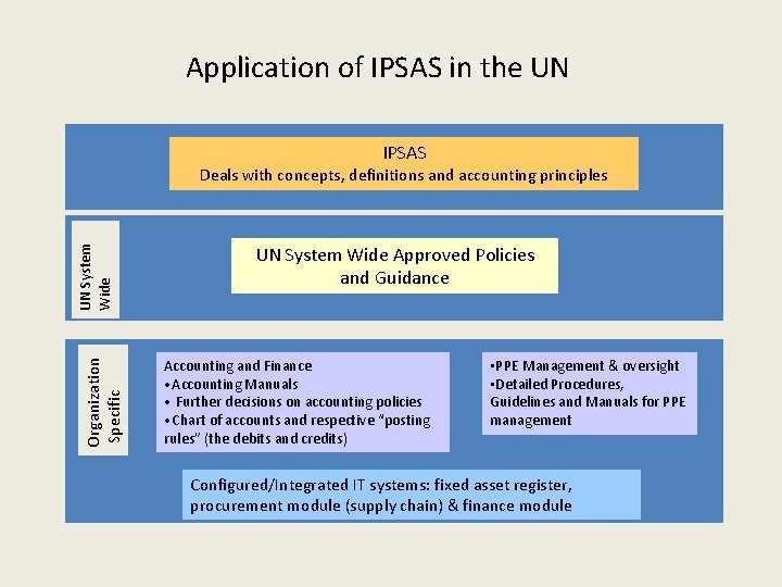 Application of IPSAS in the UN IPSAS Organization Specific UN System Wide Deals with