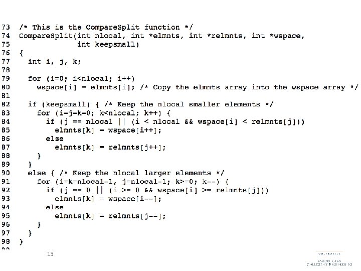 Parallel Odd-Even - Implementation 13 