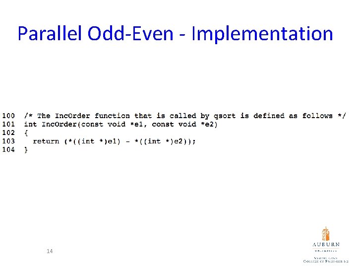 Parallel Odd-Even - Implementation 14 