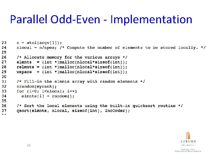 Parallel Odd-Even - Implementation 10 