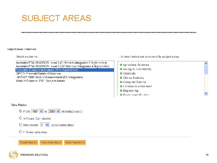 SUBJECT AREAS 18 