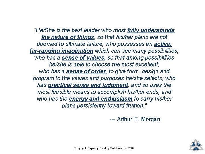 “He/She is the best leader who most fully understands the nature of things, so