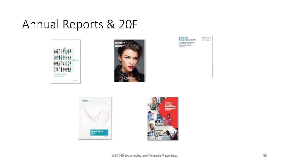 Annual Reports & 20 F A 86045 Accounting and Financial Reporting 56 