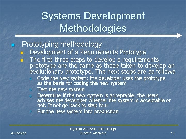Systems Development Methodologies n Prototyping methodology n n Development of a Requirements Prototype The