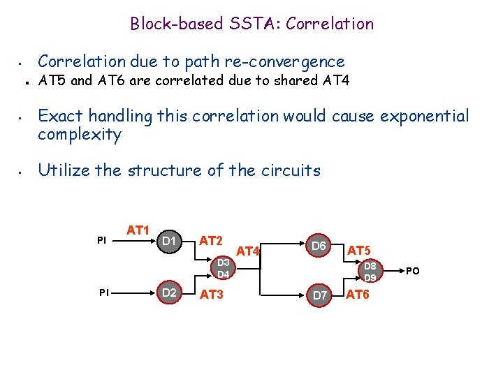 Block-based SSTA: Correlation due to path re-convergence • n • • AT 5 and