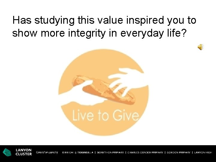 Has studying this value inspired you to show more integrity in everyday life? 