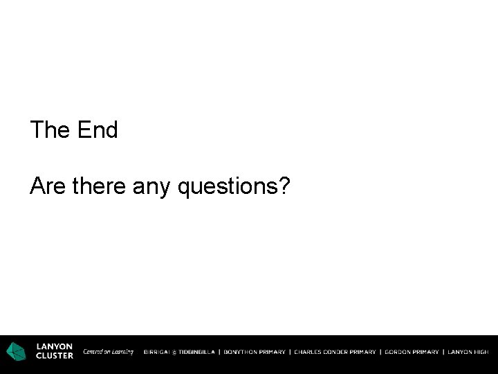 The End Are there any questions? 