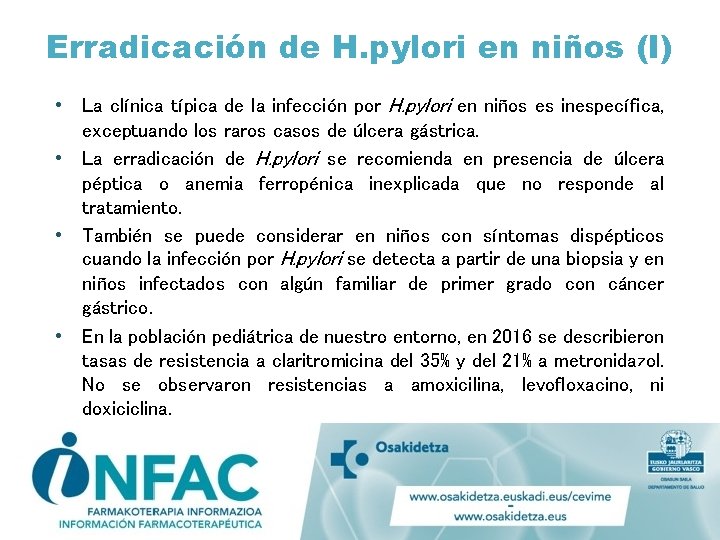 Erradicación de H. pylori en niños (I) • La clínica típica de la infección