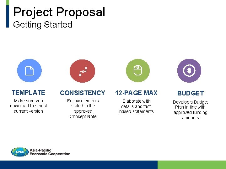 Project Proposal Getting Started TEMPLATE CONSISTENCY 12 -PAGE MAX BUDGET Make sure you download